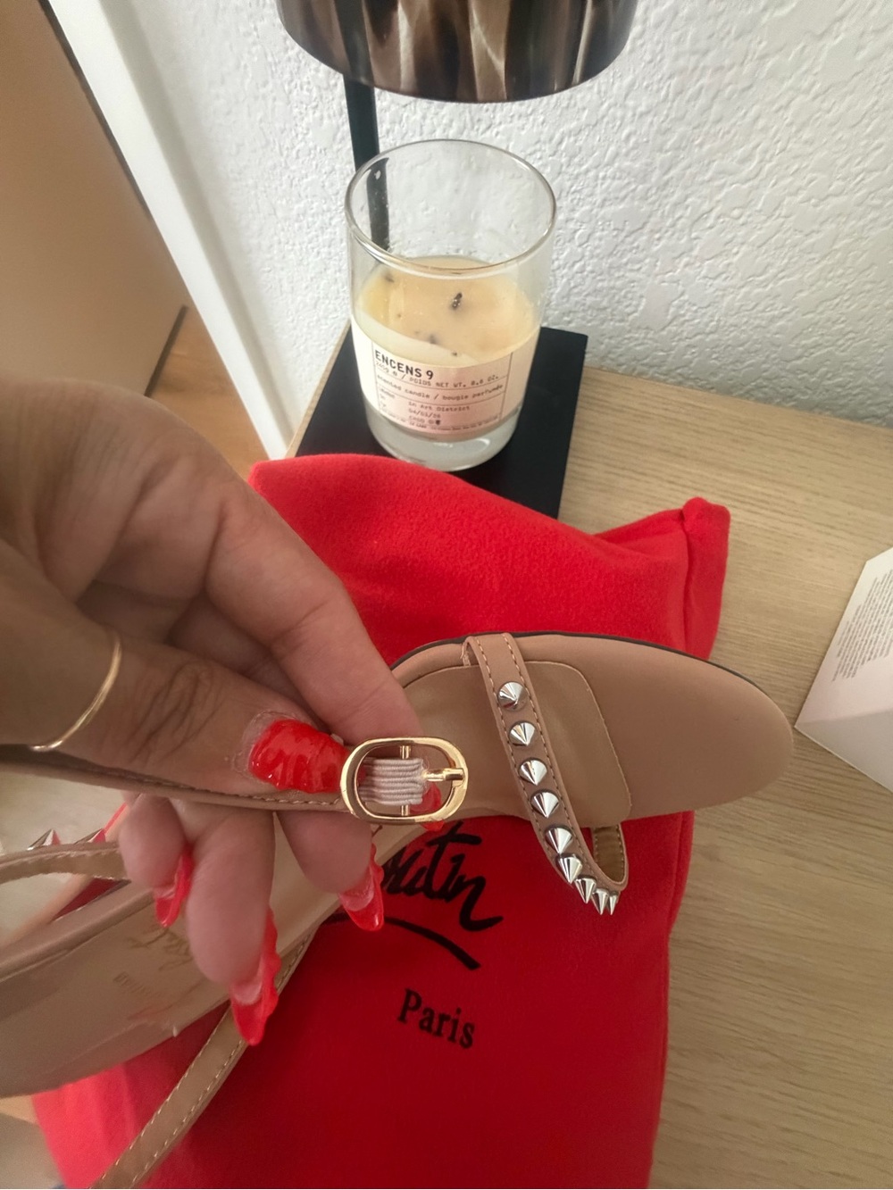 Nude Spike-Embellished Slingback Heel - Picture 4 of 4